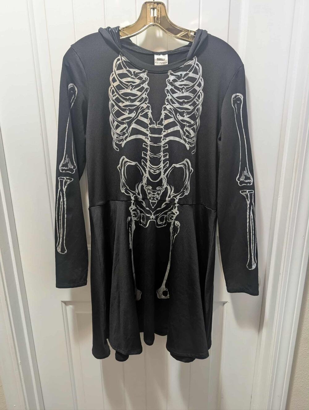 SPIRIT HALLOWEEN Skeleton Hooded Dress Costume Black/White Adult Size XL - Picture 1 of 8
